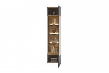 Trevio von Musterring - Wohnwand V24 Kerneiche massiv/ anthrazit/ Glas
