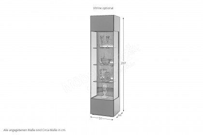 Trevio von Musterring - Wohnwand V24 Kerneiche massiv/ anthrazit/ Glas