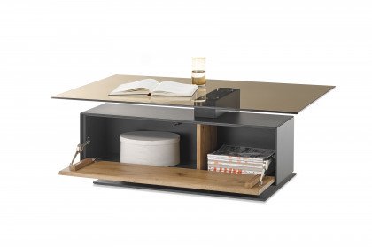 Trevio von Musterring - Wohnwand V26 Kerneiche massiv/ anthrazit/ Glas