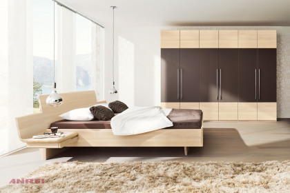 Tesso von ANREI - Schlafzimmer-Set Furnier Esche weiß geölt - Glas steingrau