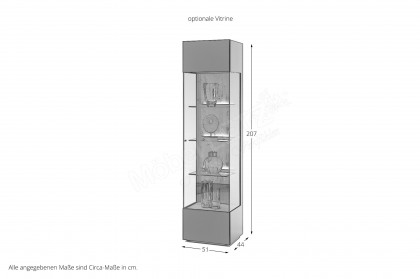 Trevio von Musterring - Vitrine Kerneiche massiv/ Glas