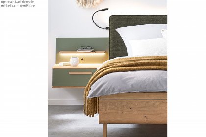 Malin von Musterring - Kufenbett Balkeneiche/ jungle green