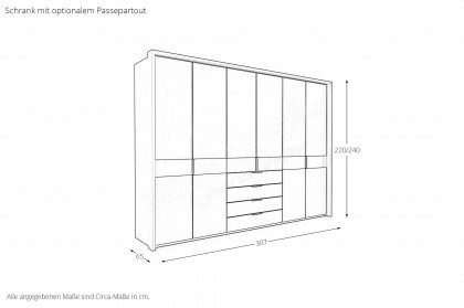 San Diego von Musterring - Schrank mit Schubladen Glas weiß - grau