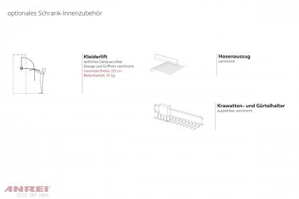 Schiebetürenschrank von ANREI - Kleiderschrank schmal Asteiche - Lack steingrau