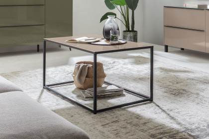 Reno-living von set one by Musterring - Couchtisch Glas taupe/ Metall graphit-schwarz