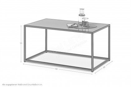 Reno-living von set one by Musterring - Couchtisch Glas taupe/ Metall graphit-schwarz