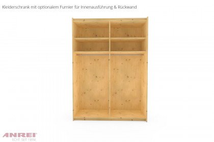 Schiebetürenschrank von ANREI - Kleiderschrank schmal Zirbe - Glas reinweiß