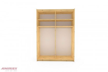 Schiebetürenschrank von ANREI - Kleiderschrank schmal Zirbe - Glas reinweiß