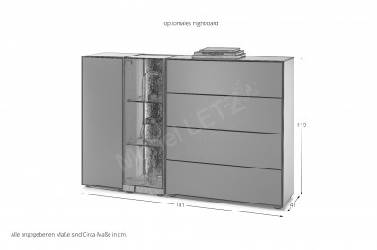 Trevio von Musterring - Wohnwand V28 Kerneiche massiv/ anthrazit/ Glas