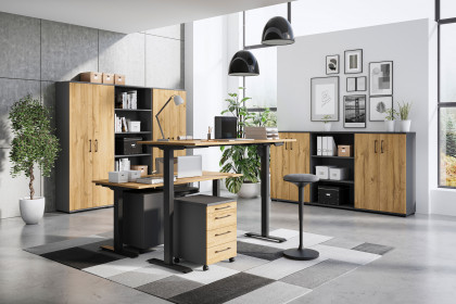 GW-Profi 3.0 von Germania - Team-Arbeitsplatz in Grandson Eiche & Graphit