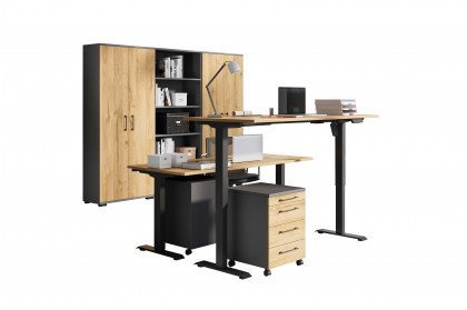 GW-Profi 3.0 von Germania - Team-Arbeitsplatz in Grandson Eiche & Graphit