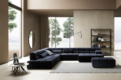Temple von designwerk - Sofalandschaft links navy-blue