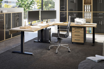 Big Profi Office von Mäusbacher - Winkelschreibtisch in Asteiche & Schwarz