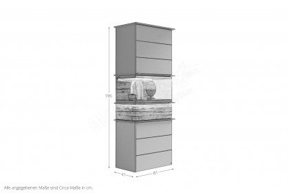 Jana von Musterring - Vitrine 710635 Lack graphit/ Eiche