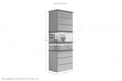 Jana von Musterring - Vitrine 710635 Lack graphit/ Eiche