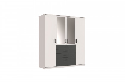 Cottbus von Wimex - Drehtürenschrank weiß/ grafit mit Schubkästen