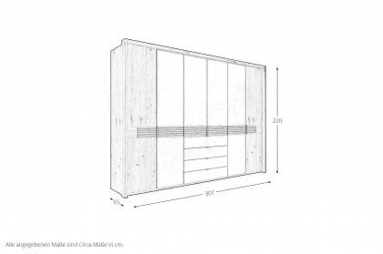 San Francisco von Musterring - Schrank mit Beleuchtung Eiche - Glas havanna