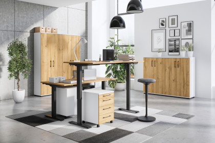 GW-Profi 3.0 von Germania - Doppel-Arbeitsplatz in Grandson Eiche/ Weiß