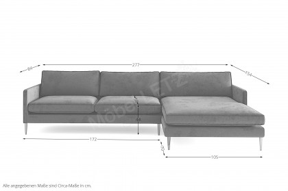 Justin von Primavera Furniture - Ecksofa rechts light-grey