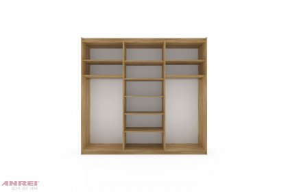 Schiebetürenschrank von ANREI - Schrank Asteiche natur - Glas schwarzgrau