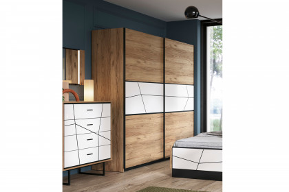 Brolo-Schlafzimmer von Meble Wojcik - 2-türiger Schweber Eiche/ weiß