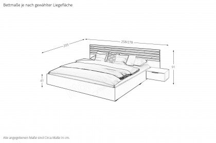 Lamella von Rauch Blue - Bett grau-metallic mit Lamellen-Kopfteil Eiche