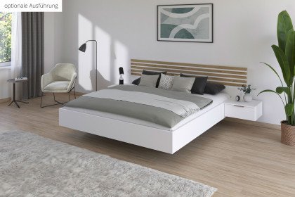 Lamella von Rauch Blue - Bett grau-metallic mit Lamellen-Kopfteil Eiche