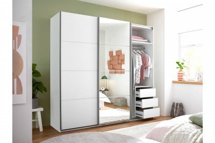 Carano von POL Power - Schrank weiß mit Spiegel & 3 Innenschubladen