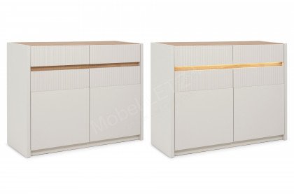 Oak Squere von Forte - Kommode in Mauvella Oak/ Sand