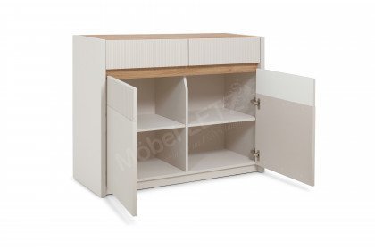 Oak Squere von Forte - Kommode in Mauvella Oak/ Sand