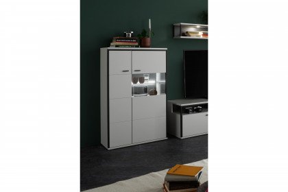 Mori von MCA furniture - Highboard schwarzgrau/ modern white