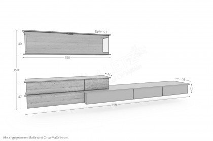 Jana von Musterring - Wohnwand 710003 Lack graphit/ Eiche
