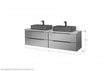 Bad 124 von Leonardo living - Badezimmer in Glas Metallic & Stahlgrau