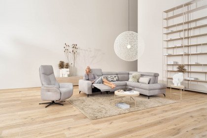 9566 von Himolla - Ledersofa Ausführung rechts asche