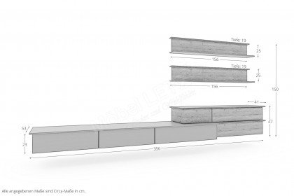 Jana von Musterring - Wohnwand 710009 Lack graphit/ Eiche