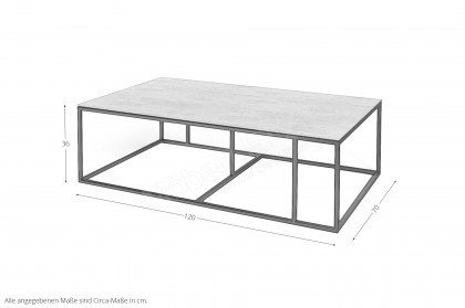 Nela von Musterring - Couchtisch ca. 120 x 70 cm Keramik nero/ Metall schwarz