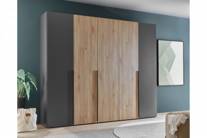 Aska von POL Power - Schlafzimmerschrank 5-türig graphit - Mauvella Oak