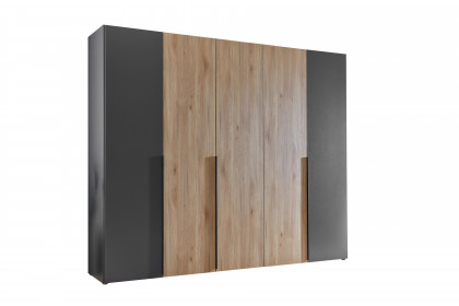 Aska von POL Power - Schlafzimmerschrank 5-türig graphit - Mauvella Oak