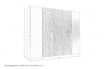Aska von POL Power - Schlafzimmerschrank 5-türig graphit - Mauvella Oak