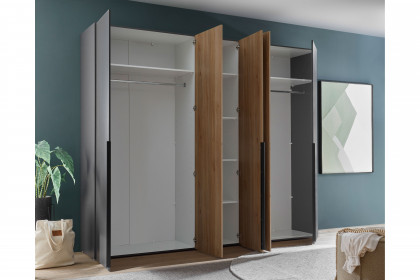 Aska von POL Power - Schlafzimmerschrank 5-türig graphit - Mauvella Oak