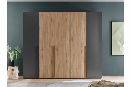 Aska von POL Power - Schlafzimmerschrank 5-türig graphit - Mauvella Oak