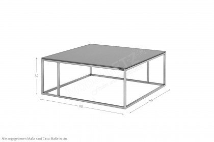 Nela von Musterring - Couchtisch ca. 80 x 80 cm Keramik nero/ Edelstahl
