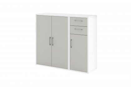 Big Profi Office von Mäusbacher - schmales Sideboard in Weiß & Kreidegrau