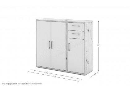 Big Profi Office von Mäusbacher - schmales Sideboard in Weiß & Kreidegrau
