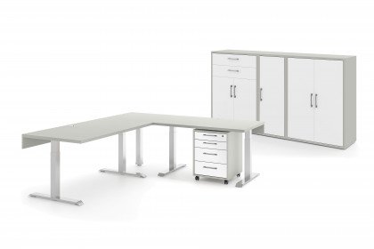 Big Profi Office von Mäusbacher - Büromöbel-Kombi in Ice White und Kreidegrau