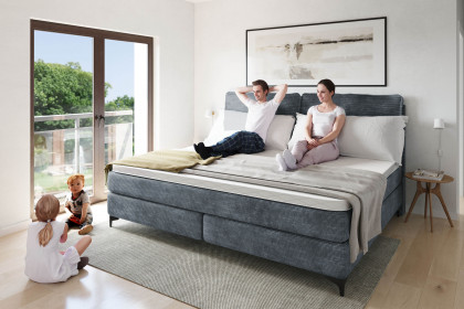Systembett von Abrilux - Boxspring-Familienbett Relax blaugrau