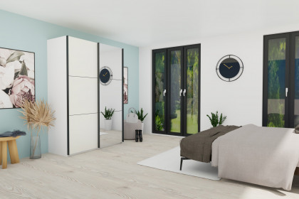 Level 36 Black D von Wimex - Schwebetürenschrank weiß mit Spiegel