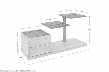 Variante 15-120 von Versa-living by Vierhaus - Couchtisch in Granit Petro Grigio mit drei Tischplatten