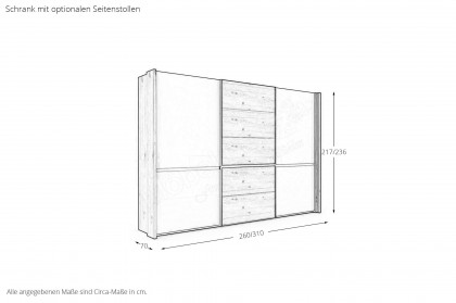 Savona 2.0 von Musterring - Schrank 250 cm breit Glas champagner - Eiche