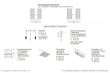 Savona 2.0 von Musterring - Schrank 250 cm breit Glas champagner - Eiche